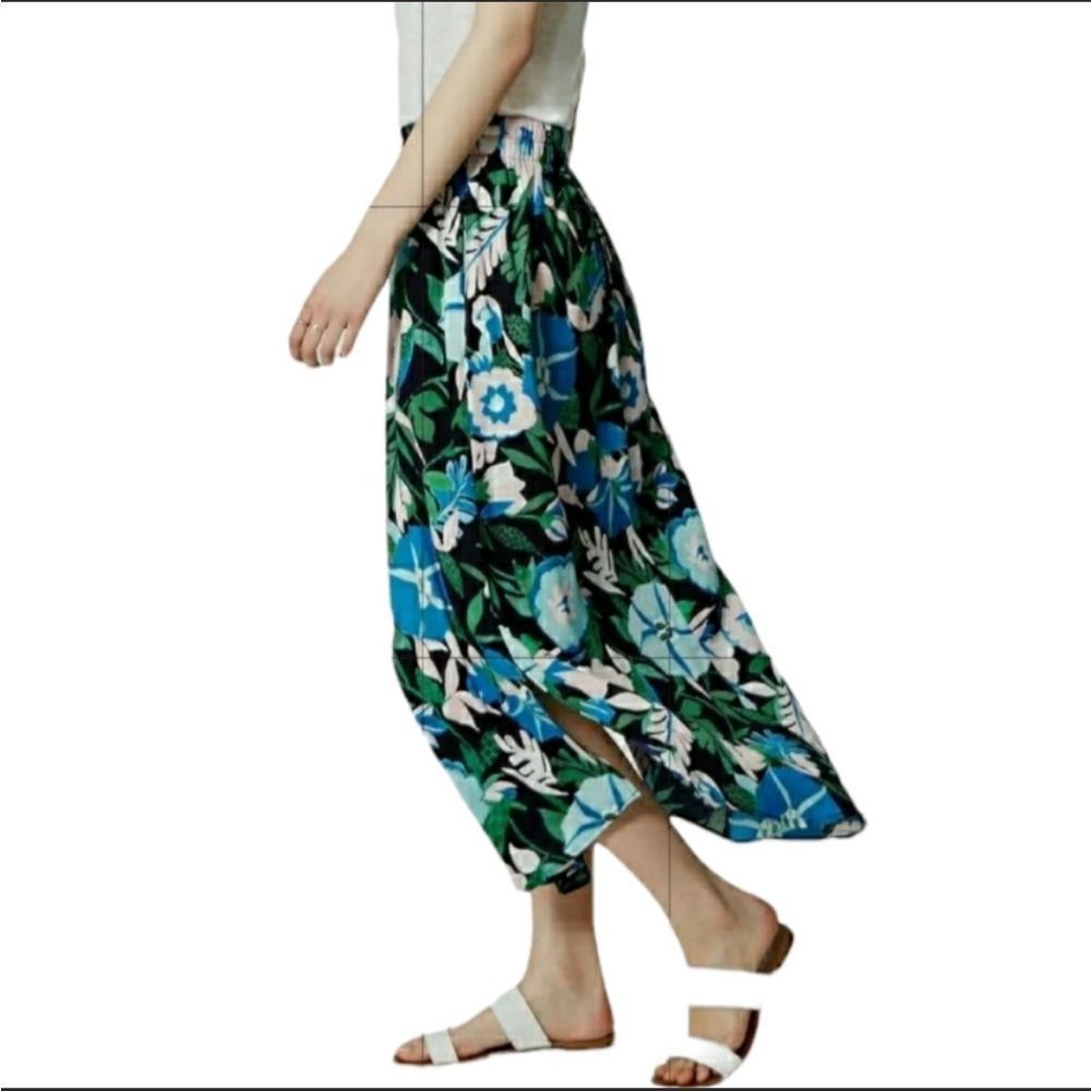Loft Floral Tropical Round Hem Skirt M Pockets Pull On Breezy Lightweigh…